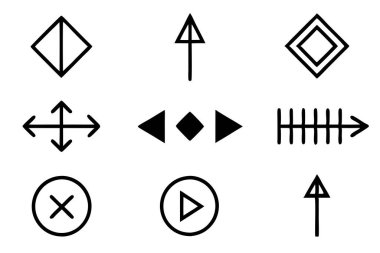 Basit Siyah Çizgi Sanat Yönlendirme Simgeleri Kümesi