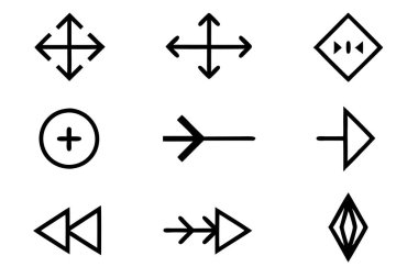 Basit Siyah Çizgi Sanat Yönlendirme Simgeleri Kümesi