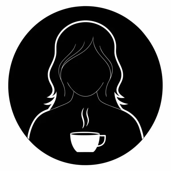 Kahve Kupalı Kadın Silueti Minimalist Vektör Sanatı