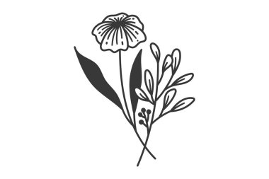 Çiçek dekorasyon karalama elementi