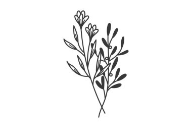 Çiçek dekorasyon karalama elementi