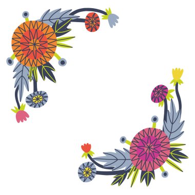 Beyaz arkaplanda çiçek rengi çerçeveler