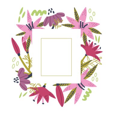Beyaz arkaplanda çiçek rengi çerçeveler