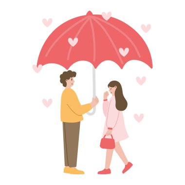 Romantik Çift Sevgililer Günü Vektör İllüstrasyonu