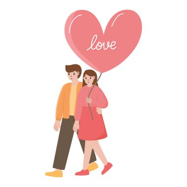 Romantik Çift Sevgililer Günü Vektör İllüstrasyonu