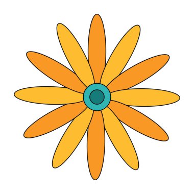 Sarı turkuaz retro çiçek vektörü