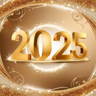 Üzerinde 2025 yılı yazılı altın bir arkaplan.