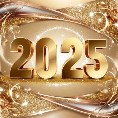 Üzerinde 2025 yılı yazılı altın bir arkaplan.