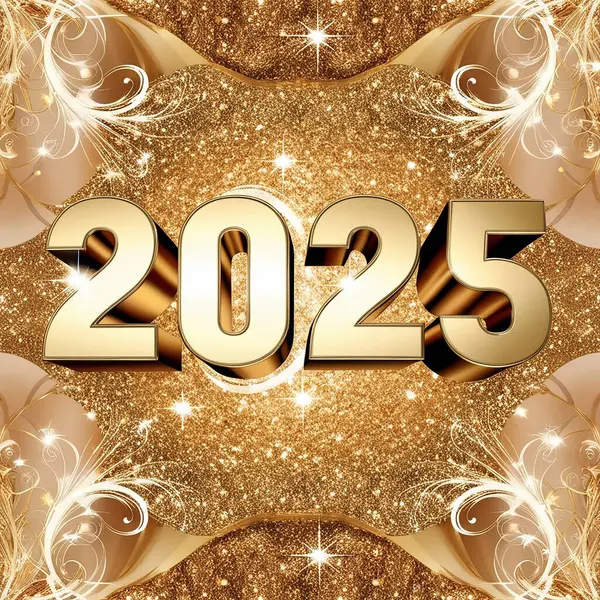 Üzerinde 2025 yılı yazılı altın bir arkaplan.