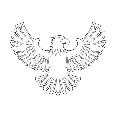  Eagle with wings. Black and white vector illustration for coloring book. clipart