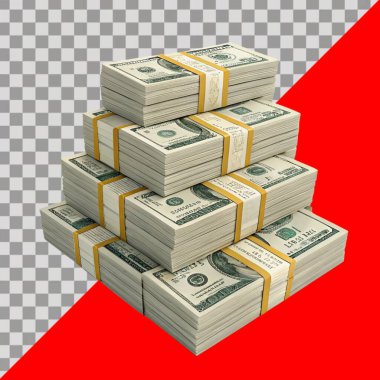 Stack of dollars on a checkered background. Vector illustration.