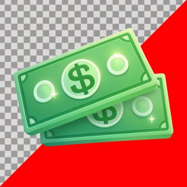 Two dollar bills on a red background. Realistic vector illustration.