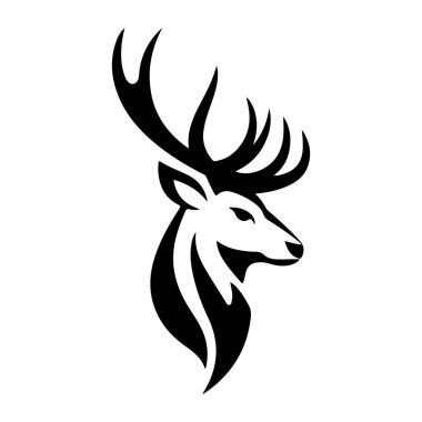 Deer head tattoo. Vector illustration isolated on a white background. clipart