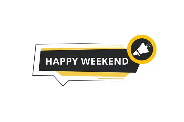 Mutlu haftasonu afişi, megafon vektör etiketli renkli tasarımı olan modern şablon. Web ögesi