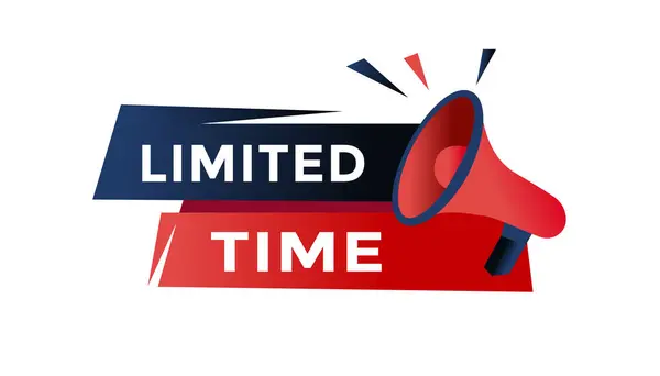 Hoparlör vektör elementi ile sınırlı zaman pankartı modern etiket.