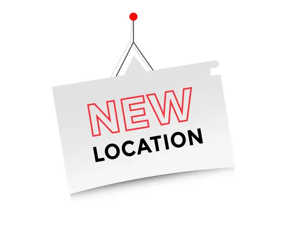 Yeni konum afişi, asılan kağıt modern tasarım. vektör şablonu