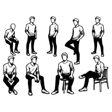 Oturmuş Pozisyondaki Adamın Çizimleri: Sanatsal Çalışma