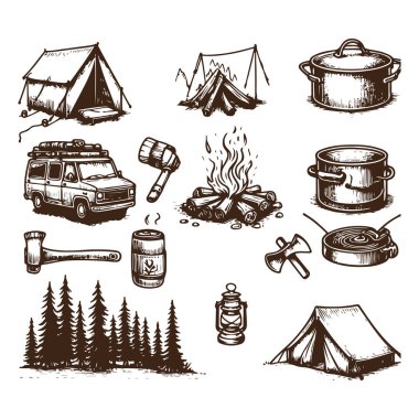  Essential Camping Gear Illustration clipart