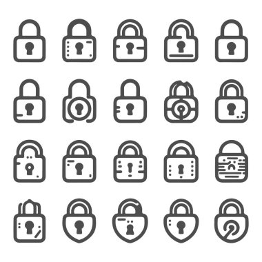 Minimalist Kilit Simgesi Koleksiyonu - Satır Sanat Logosu Ayarları