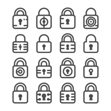 Zarif Minimalist Satır Sanat Kilidi Simgeleri - Logo Set Koleksiyonu