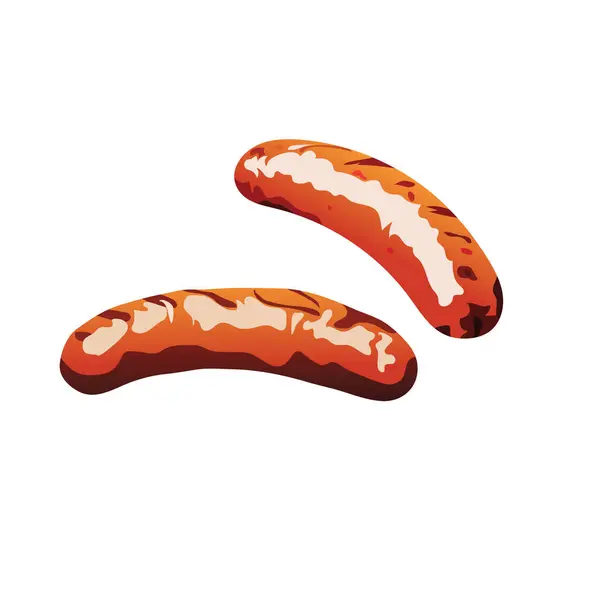 İzole edilmiş beyaz arka planda ızgara sosis vektör çizimi.