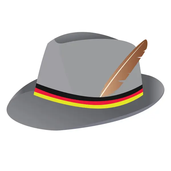 Soyut arka planda tüylü vektör tasarımlı Bavyera şapkası. Şapka vektör illüstrasyonu.