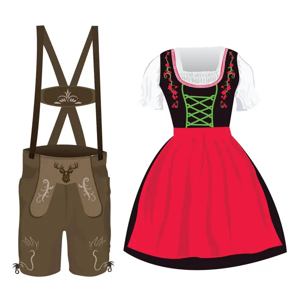 Oktoberfest kostüm tasarımı. Bavyera kıyafet vektörü.