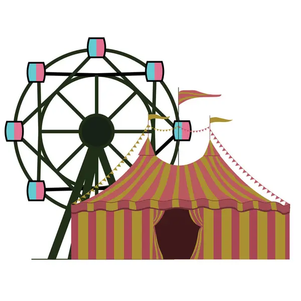 Dönme dolap ve karnaval çadırı çizimi.