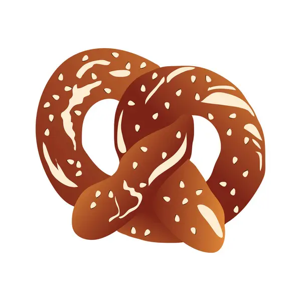  Üstünde beyaz granüller olan yumuşak simit vektör çizimi. İzole simit vektörü.