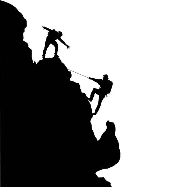 Hiker Dağı yürüyüş vektörü silueti grubu.