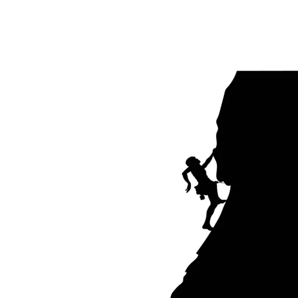 Tek başına dağ yürüyüşçüsü dağ vektörü siluetine tırmanıyor.
