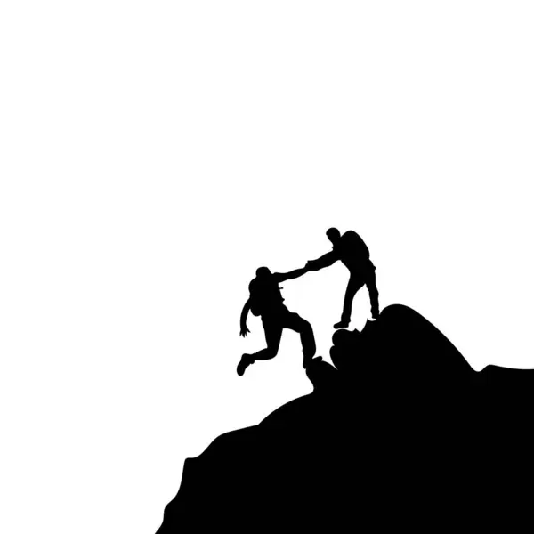 Hiker Dağı yürüyüş vektörü silueti grubu.