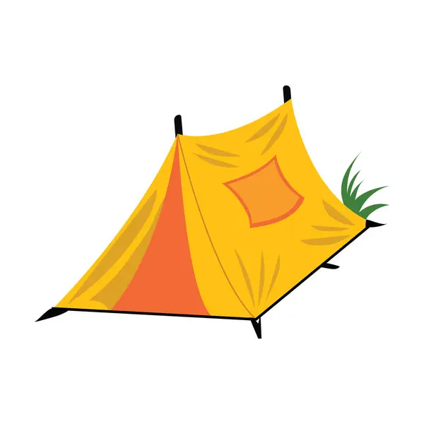 Beyaz arkaplanda izole edilmiş sarı çadır vektör tasarımı.