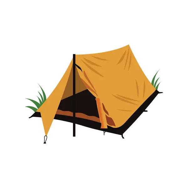 Beyaz arkaplanda izole edilmiş sarı çadır vektör tasarımı.