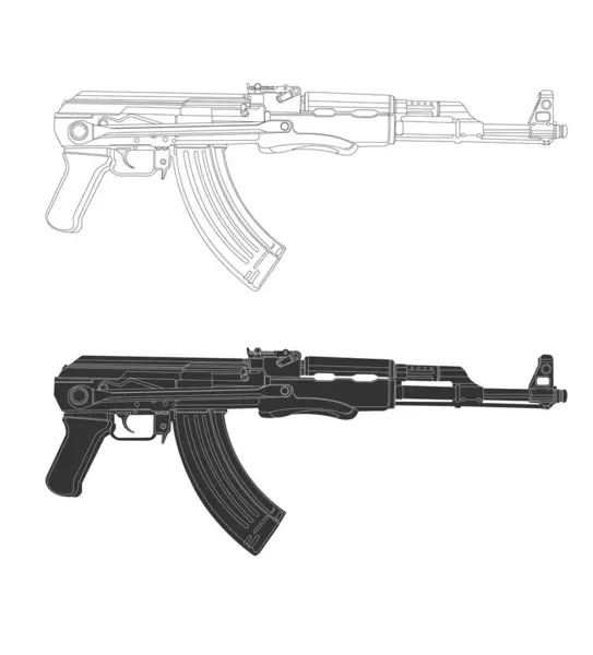 Katlanmış bir AK-47 vektör görüntüsü