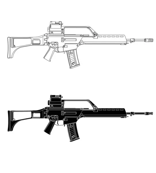 Siyah ve beyaz vektör Alman ordusu saldırı tüfeği