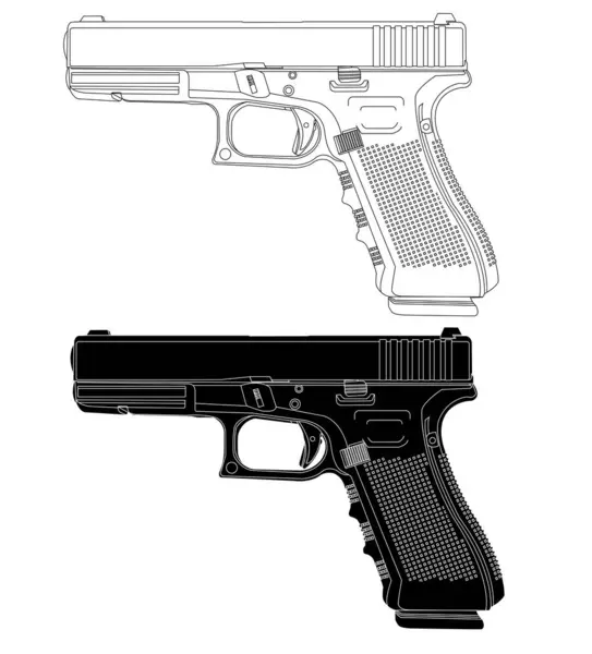Modern tabancanın siyah beyaz vektörü