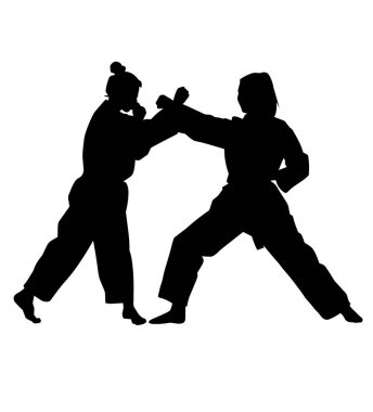 vector silhouette of two martial arts athletes fending off an attack clipart