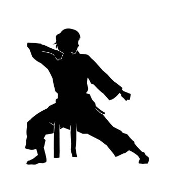 Karate savunması siluet resimlemesini harekete geçirdi