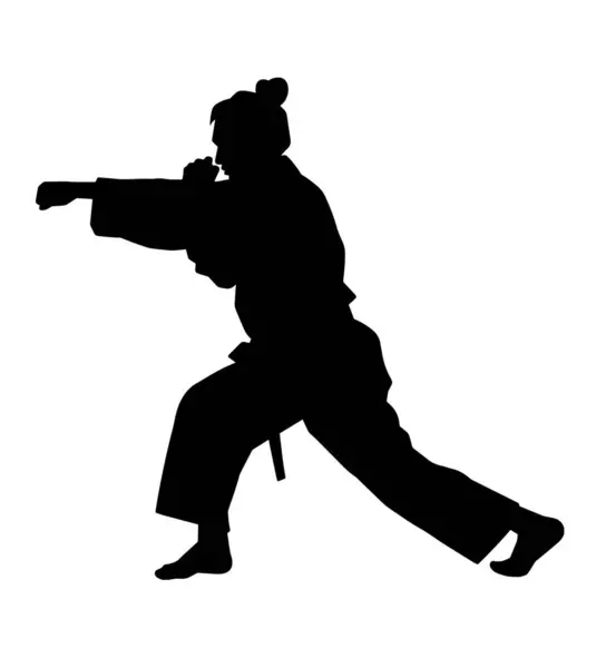 Karate vuruşu ve savuşturma silueti hareket ettirir