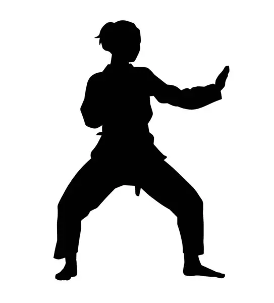 Kimonolu bir karate dövüşçüsünün silueti.