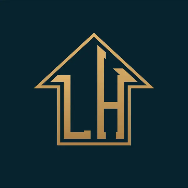 Lüks LH Logosu - Premium Gayrimenkul için Karanlık Arkaplan Üzerine Zarif Altın Harf LH