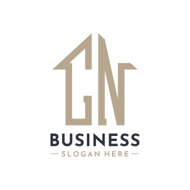 Harf CN Ev Logosu Gayrimenkul İşletme Markası CN Emlak Yönetimi. Modern Baş harfler AA Logo Tasarımı