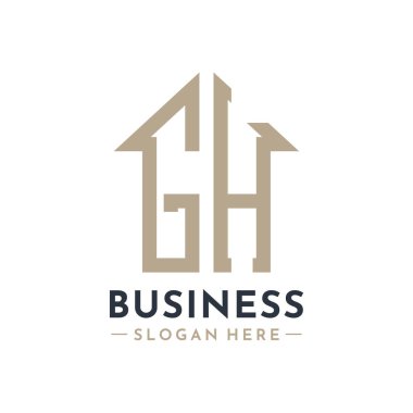 Letter GH House Logo for Real Estate Business Branding GH Property Management. Modern Initials AA Logo Design clipart