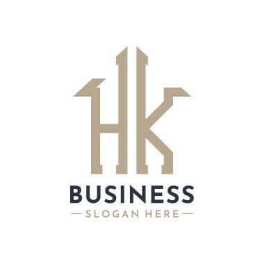 Letter HK House Logo for Real Estate Business Branding HK Property Management. Modern Initials AA Logo Design clipart