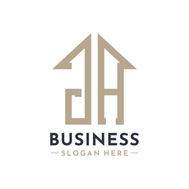 Letter JA House Logo for Real Estate Business Branding JA Property Management. Modern Initials AA Logo Design clipart