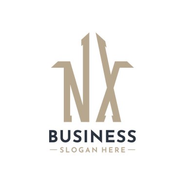 Letter NX House Logo for Real Estate Business Branding NX Property Management. Modern Initials AA Logo Design clipart