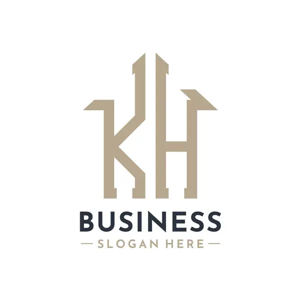 Harf KH Emlak İşletme Markası KH Emlak Yönetimi Logosu. Modern Baş harfler AA Logo Tasarımı