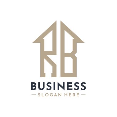 Letter RB House Logo for Real Estate Business Branding RB Property Management. Modern Initials AA Logo Design clipart