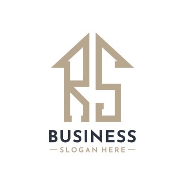 Letter RS House Logo for Real Estate Business Branding RS Property Management. Modern Initials AA Logo Design clipart